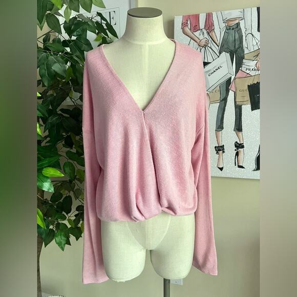 Sanctuary Womens Knit Draped Thinking Of You Faux Wrap Surplice Top Size Medium - Picture 3 of 8